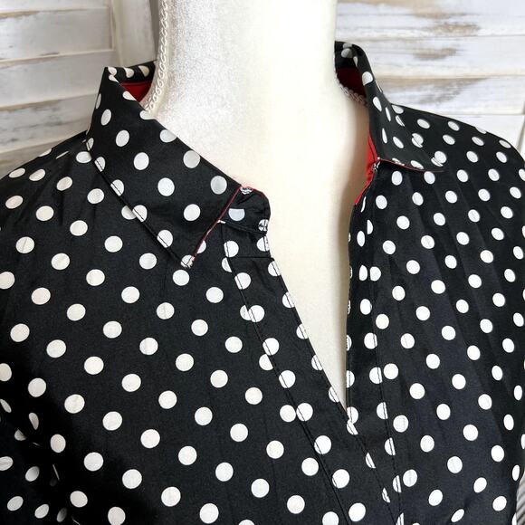VINTAGE BELUVA SAN FRANCISCO Women's Polka Dot Button Front TopBlack White XL - Picture 10 of 16